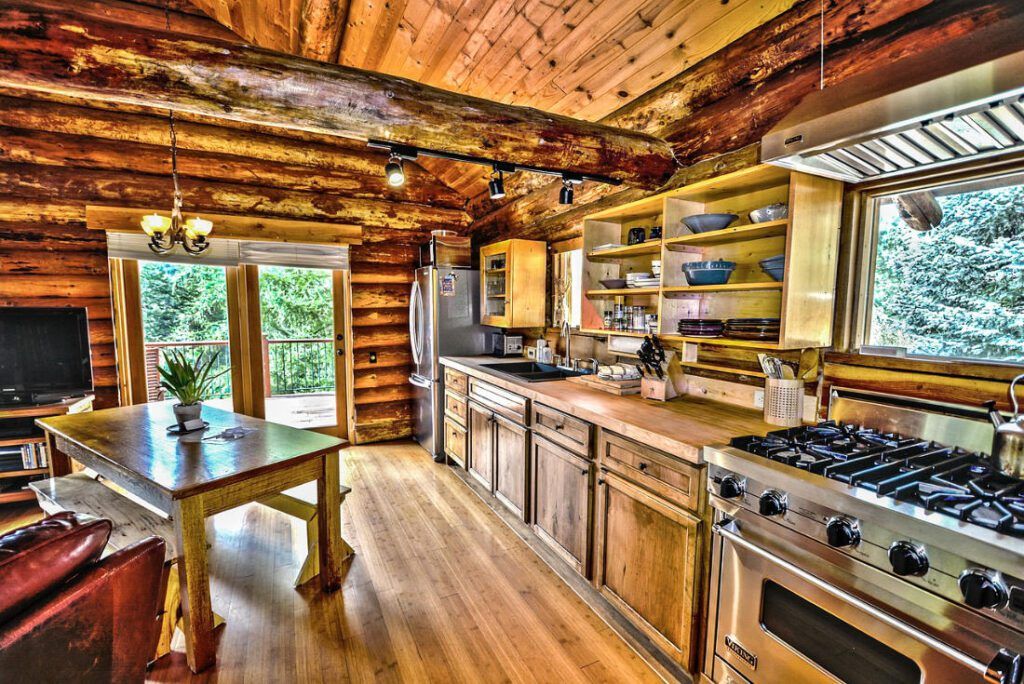 modular log cabin style interior