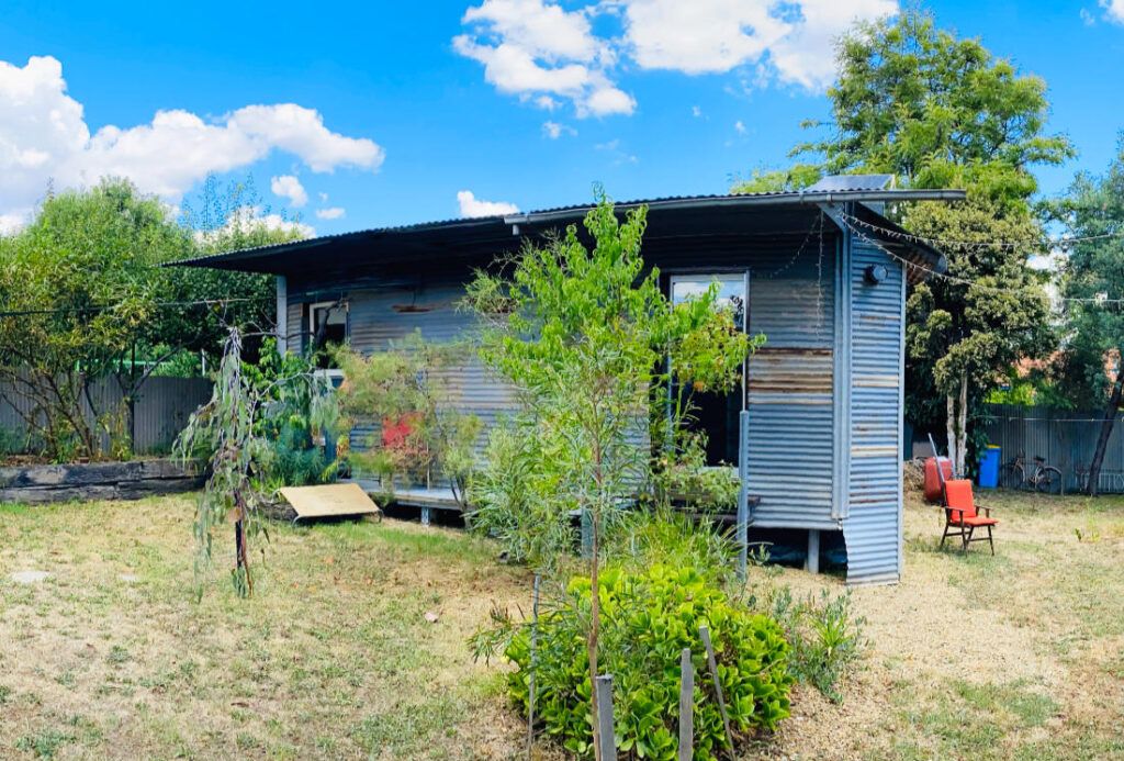 backyard tiny house recycled corrugated iron