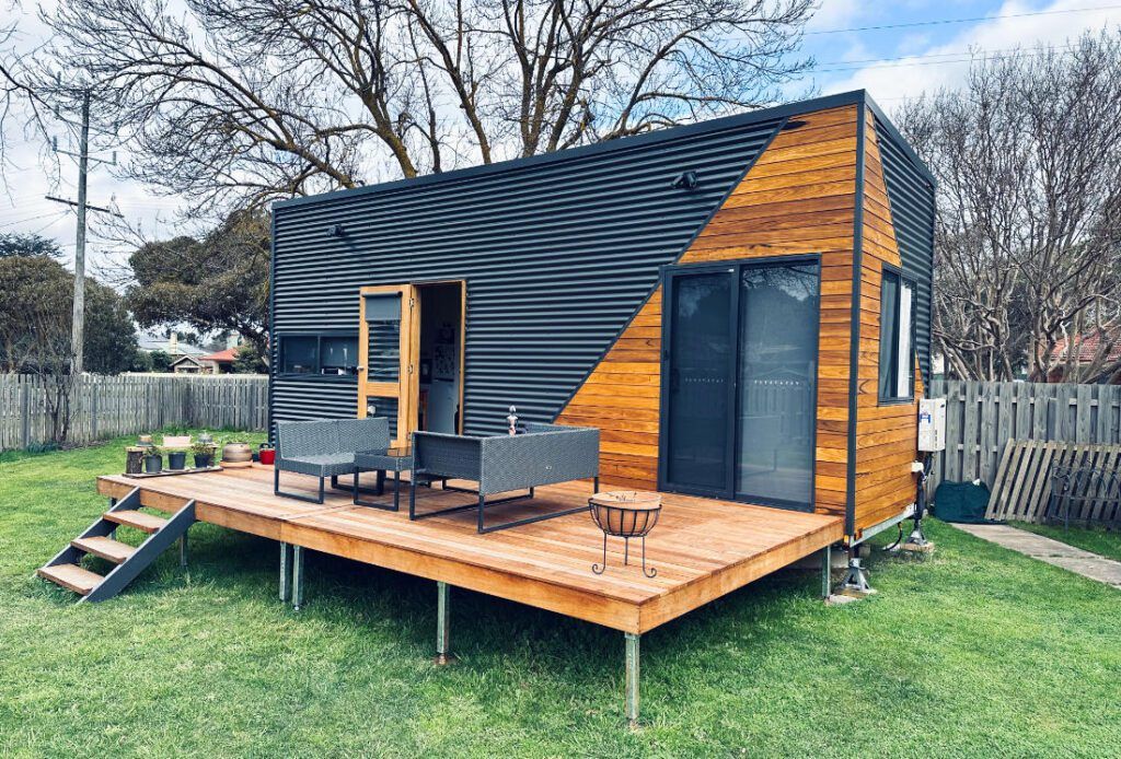 tiny house with timber deck