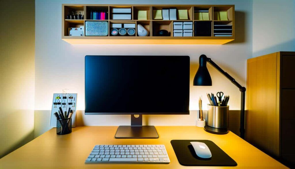 clutter free office desk space
