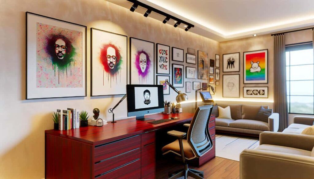 modern home office eye catching artwork