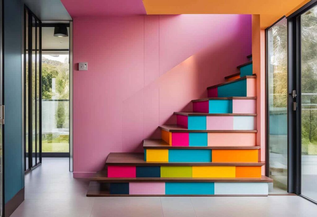 colourful tiny house staircase