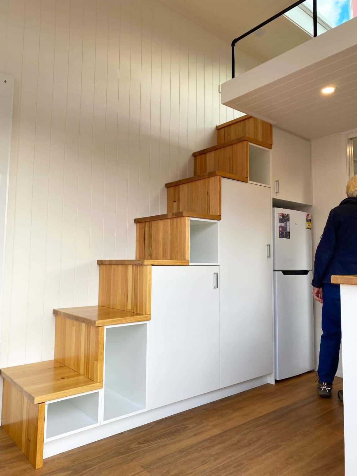 tiny house staircase storage space